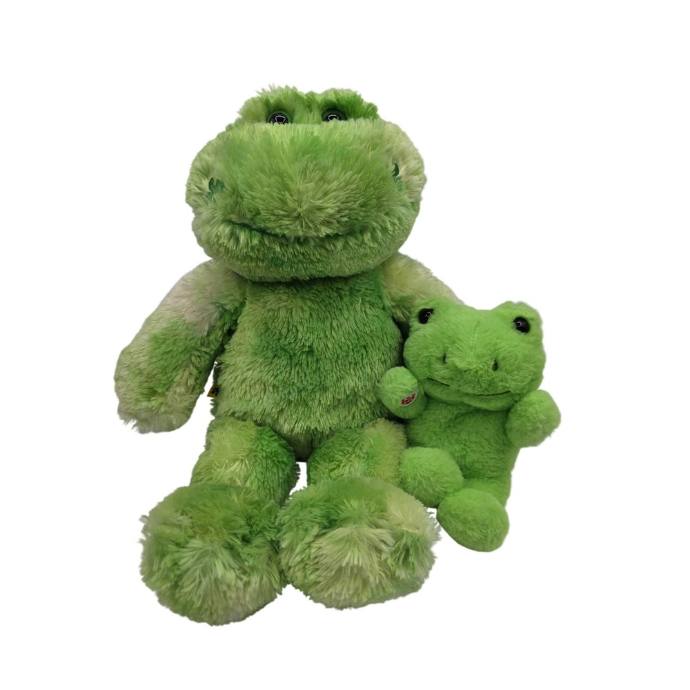 Build a Bear Workshop Green Frog Plush Set Two Sizes (16" & 7") Stuffed Animals